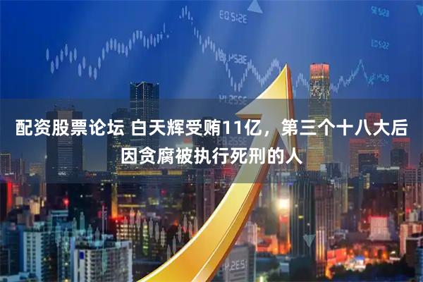 配资股票论坛 白天辉受贿11亿,第三个十八大后因贪腐被执行死刑的人